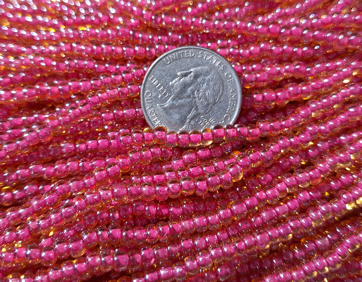 6/0 Violet-Lined Topaz Transparent Czech Glass Seed Beads Four Strands