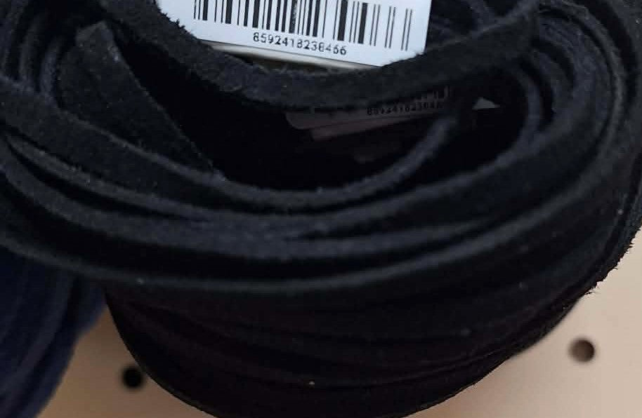 4mm Black Natural Suede Lacing 5yd
