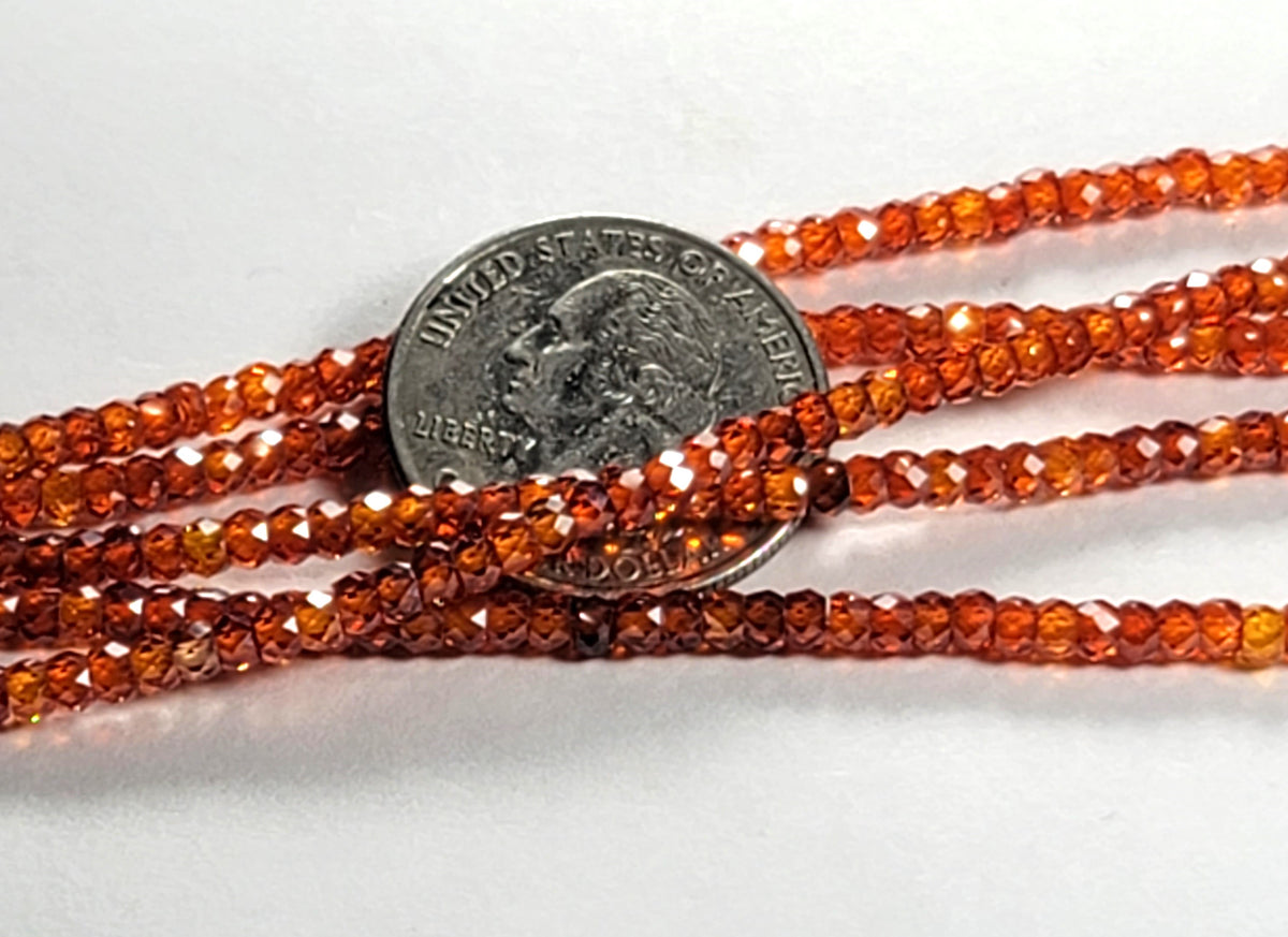 3x2mm Red Cubic Zirconia Faceted Rondelle Gemstone Beads 8-Inch Strand