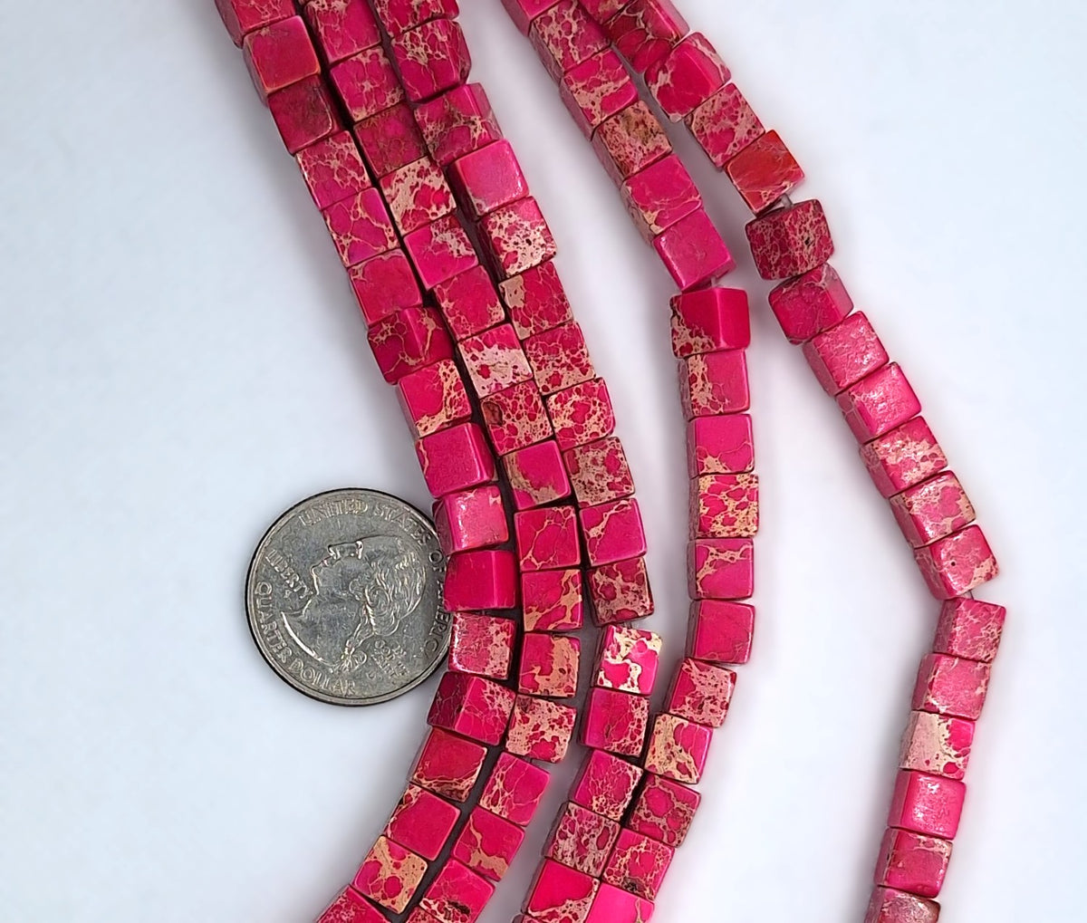 8mm Magenta Aqua Terra Jasper Dyed Cube Gemstone Beads 8-Inch Strand