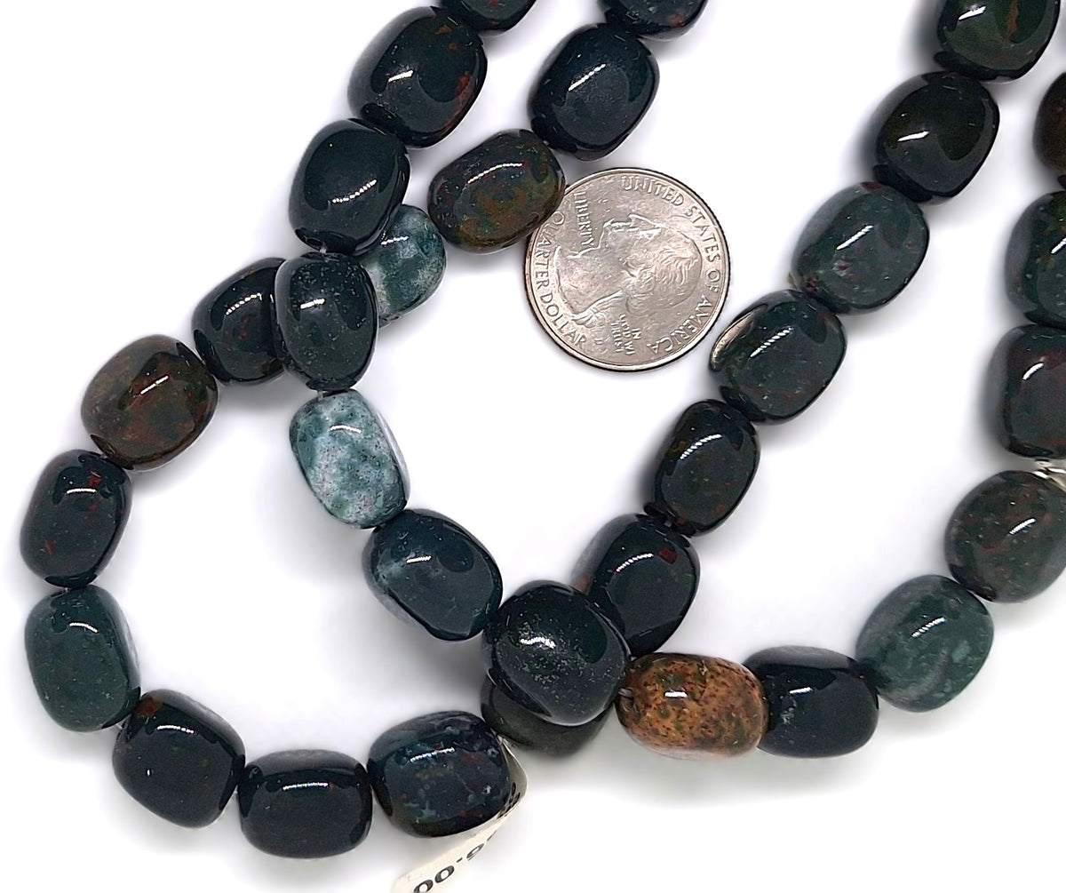 16x12mm Bloodstone Jasper Nugget Gemstone Beads 16-inch Strand