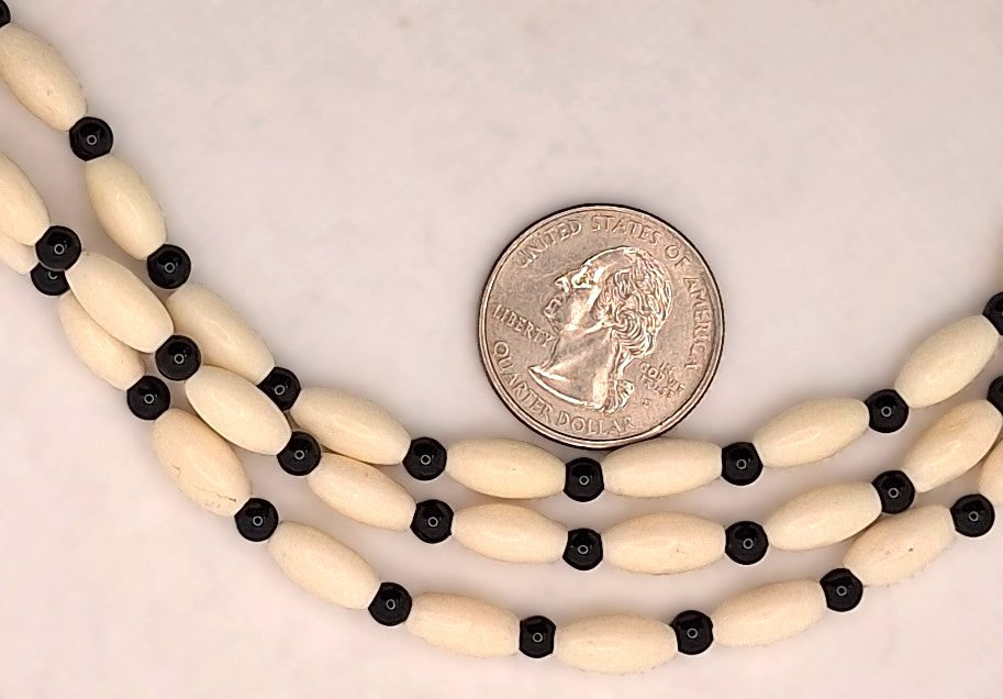 12x6mm Buffalo Bone Long Oval Barrel Beads 8-inch Strand
