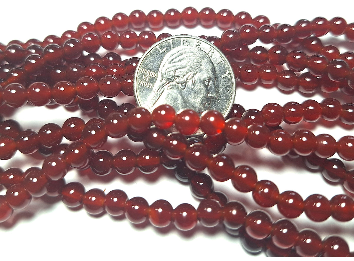 5mm Carnelian Round Gemstone Beads 16-Inch Strand