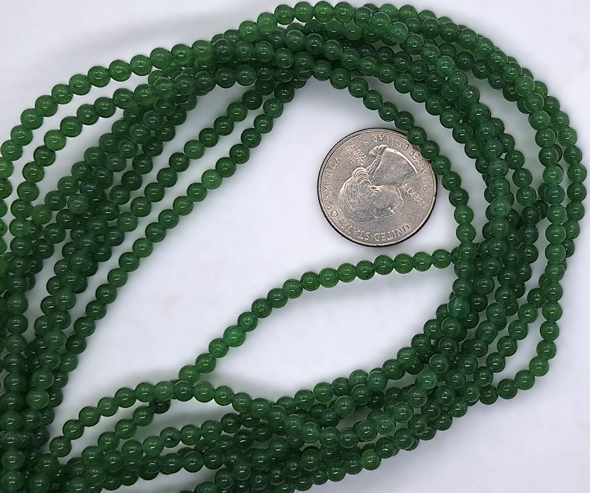4mm Green Jade Round Gemstone Beads 16-Inch Strand