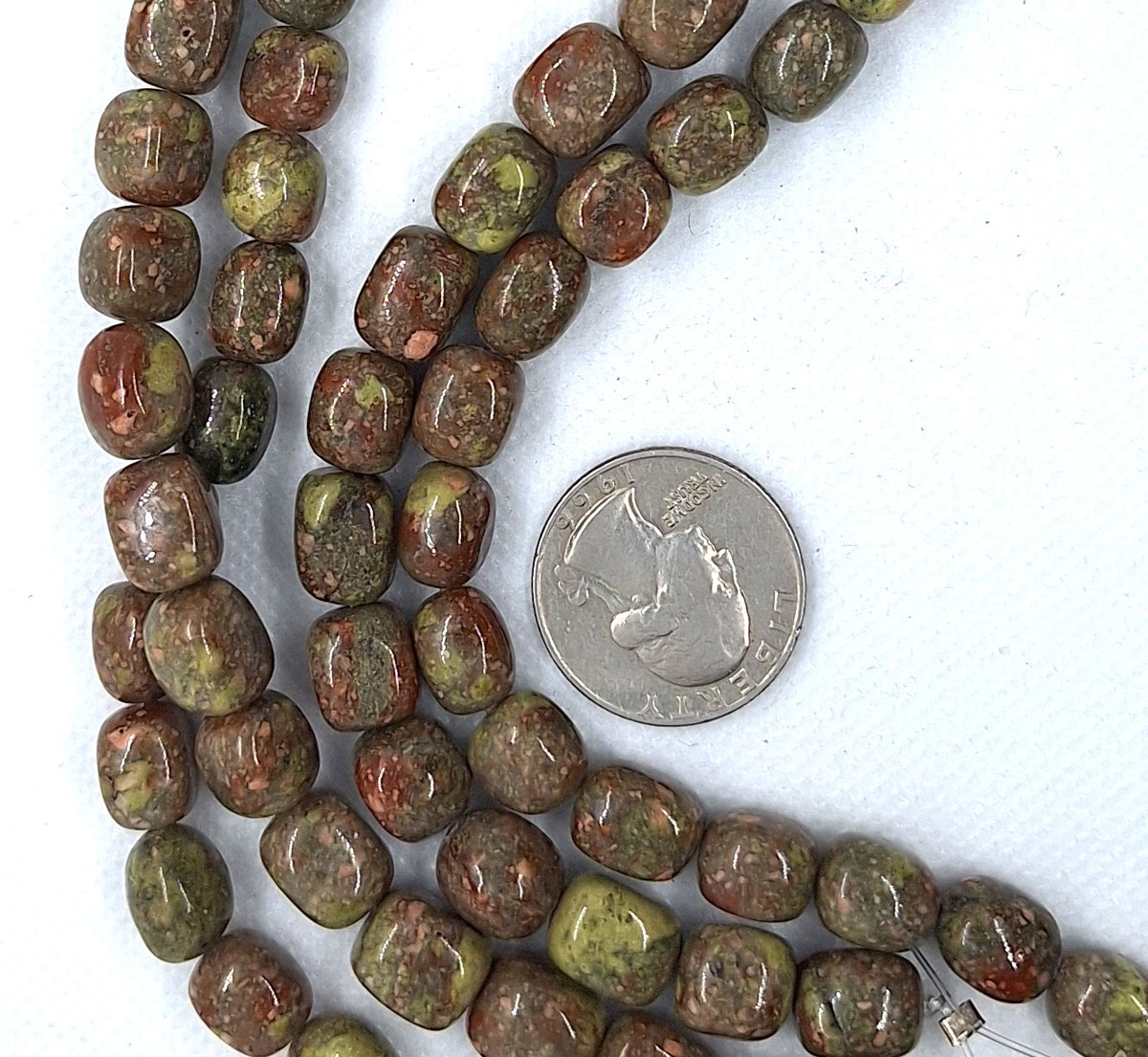 11x9mm Chinese Unakite Nugget Gemstone Beads 16-Inch Strand
