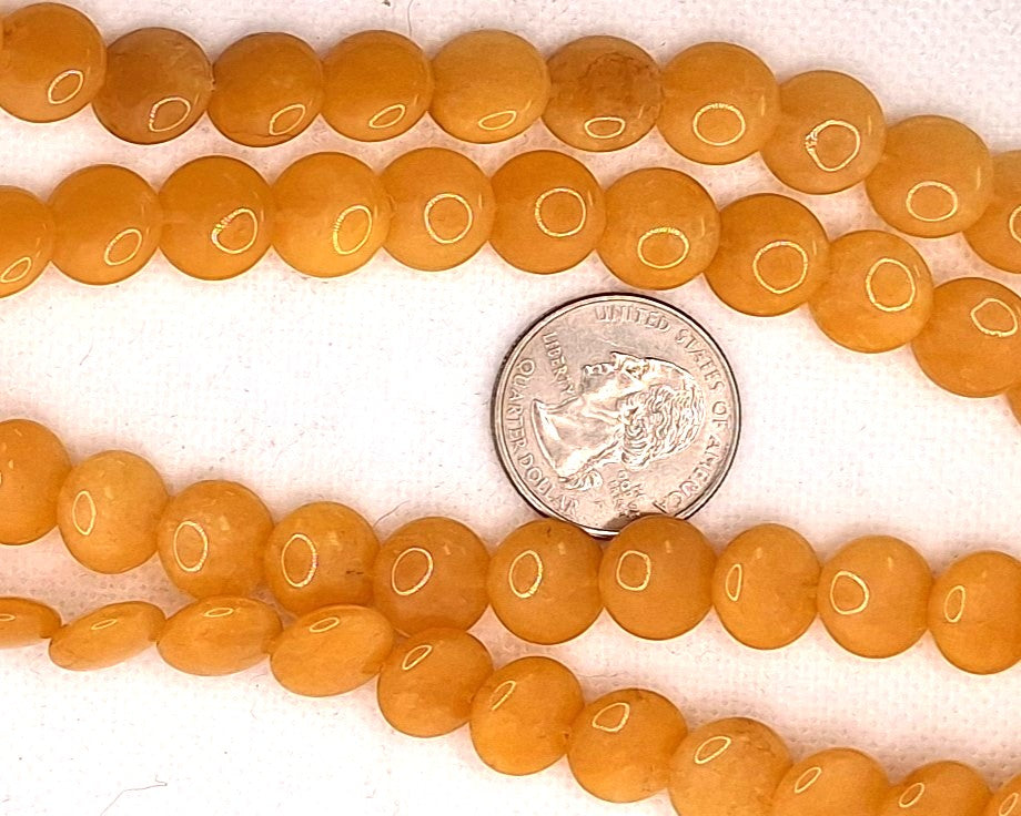 12mm Yellow Jade Dyed Lentil Beads 8-inch Strand