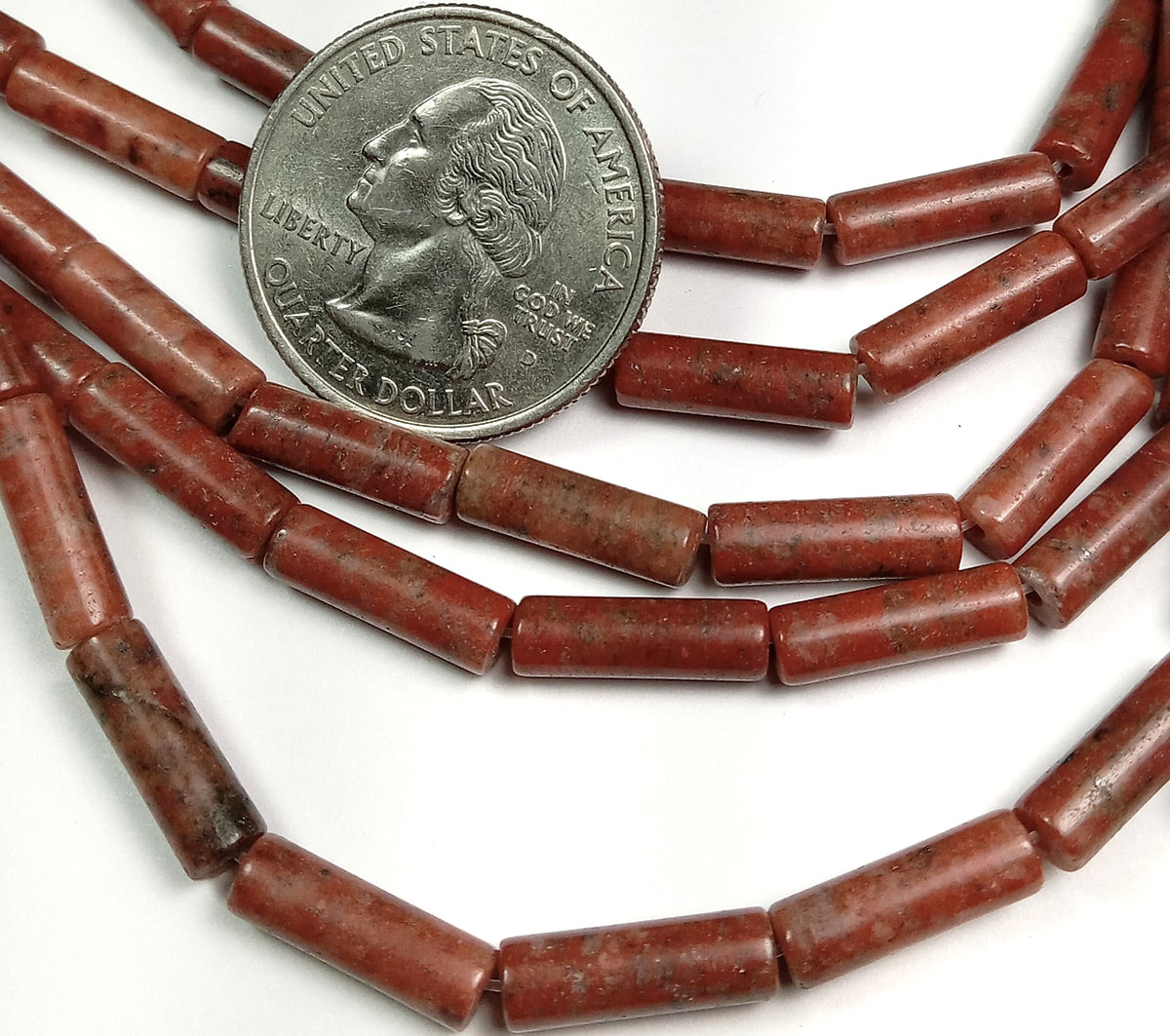13x4mm Mahogany Obsidian Tube Gemstone Beads 8-Inch Strand