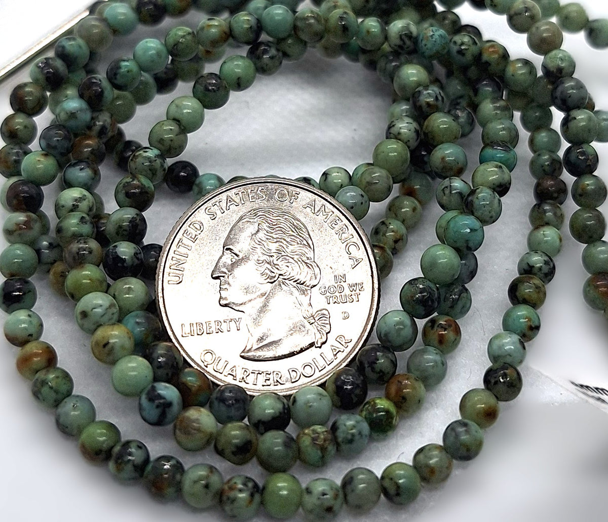4mm African Turquoise Natural Round Gemstone Beads 16-Inch Strand