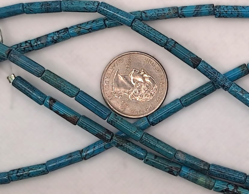13x4mm Chinese Turquoise Cylinder Tube Gemstone Beads 8-inch Strand