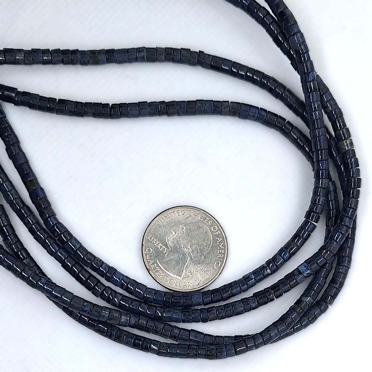 4x3mm Dumortierite Heishi Gemstone Beads 16-Inch Strand