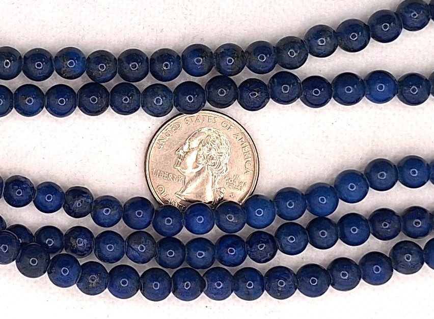 7mm Blue Lapis Dyed Round Gemstone Beads 8-inch Strand