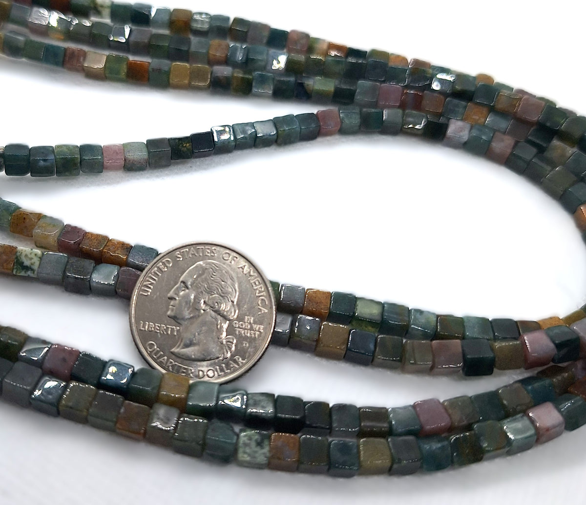 4mm Fancy Jasper Cube Gemstone Beads 16-Inch Strand
