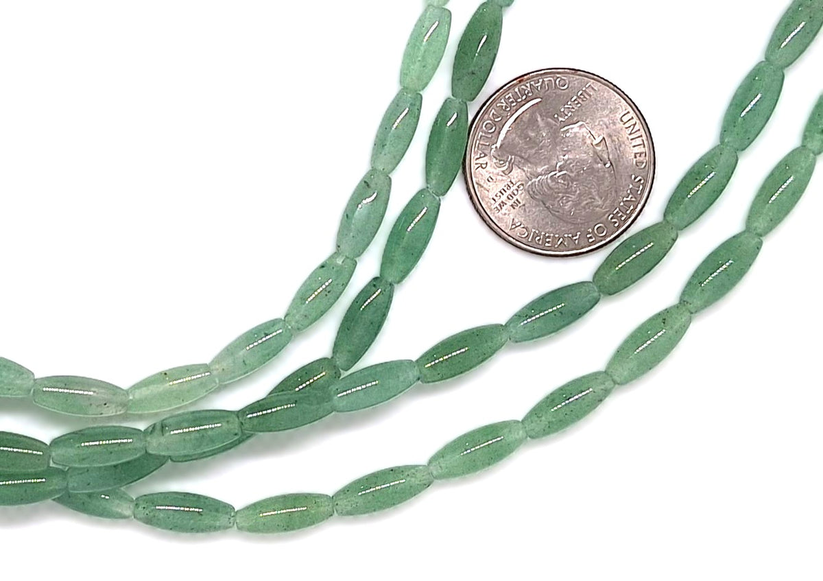 12x5mm Green Aventurine Rice Gemstone Beads 16-inch Strand