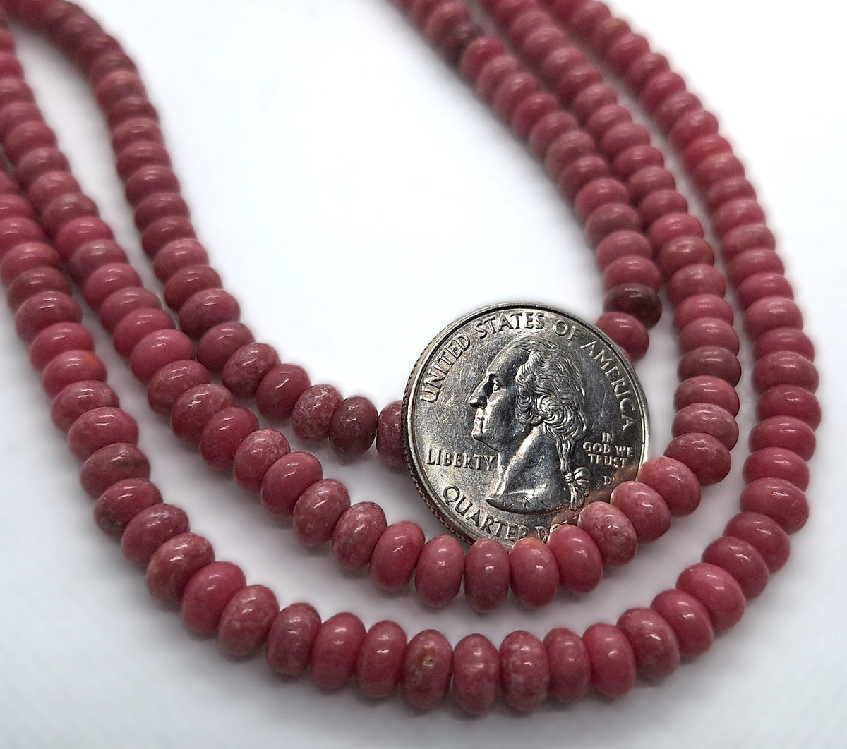 6x3mm Rhodonite Light Smooth Rondelle Gemstone Beads 16-Inch Strand