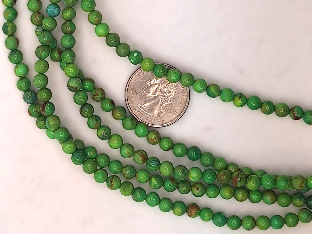 5mm Green Mojave Turquoise Round Gemstone Beads 8-Inch Strand