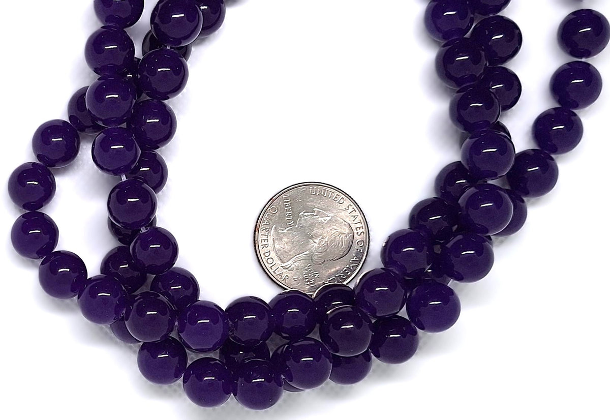 10mm Purple Dyed Jade Round Gemstone Beads 16-inch Strand