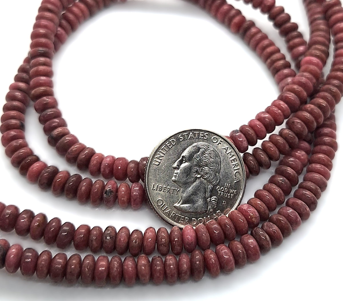 6x3mm Rhodonite Smooth Rondelle Gemstone Beads 16-Inch Strand