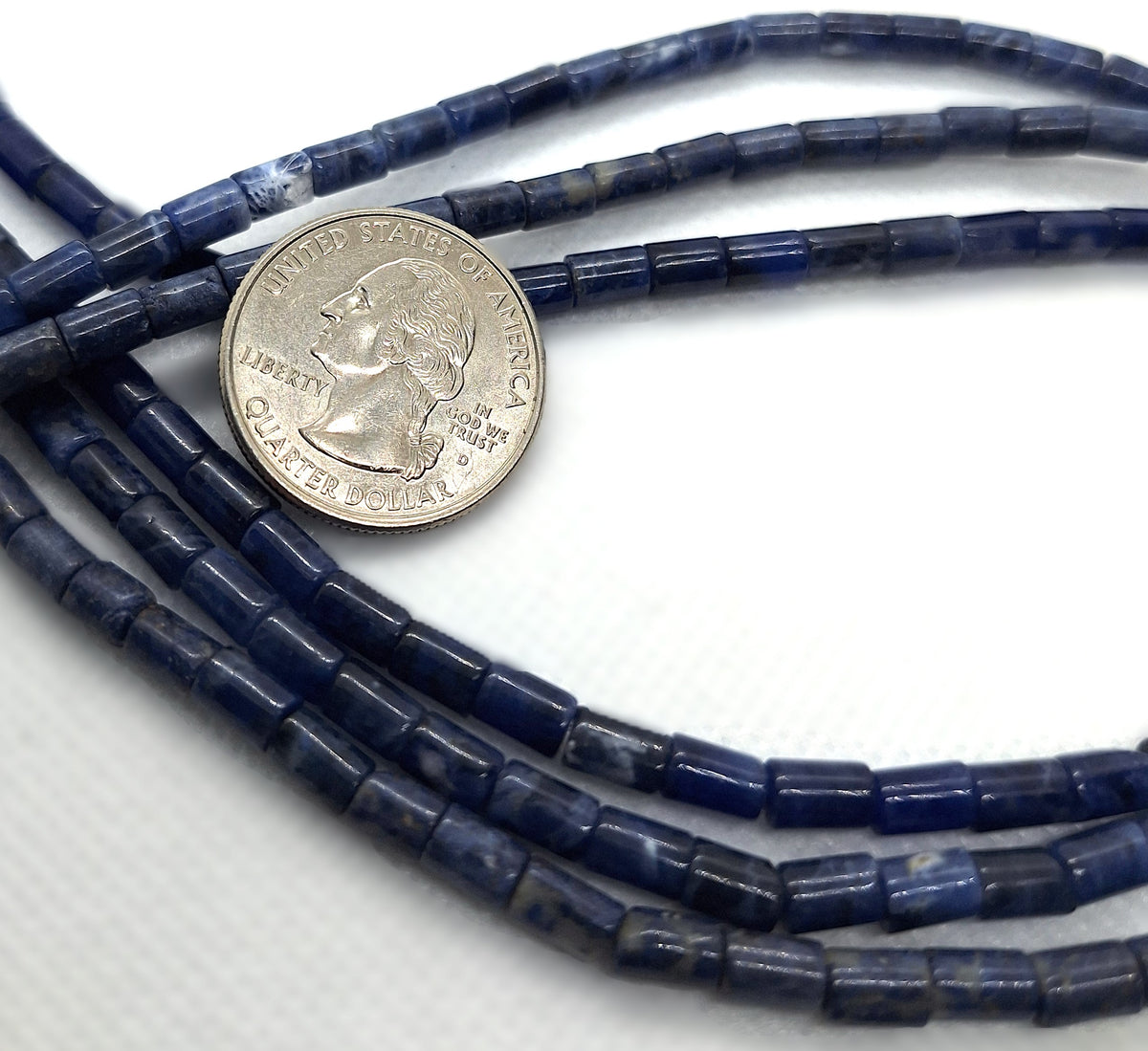 6x4mm Sodalite Cylinder Tube Gemstone Beads 16-Inch Strand