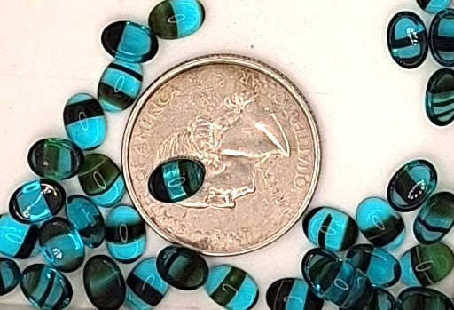 7x5mm Blue Tortoise Shell Transparent Oval Glass Cabochons 36ct