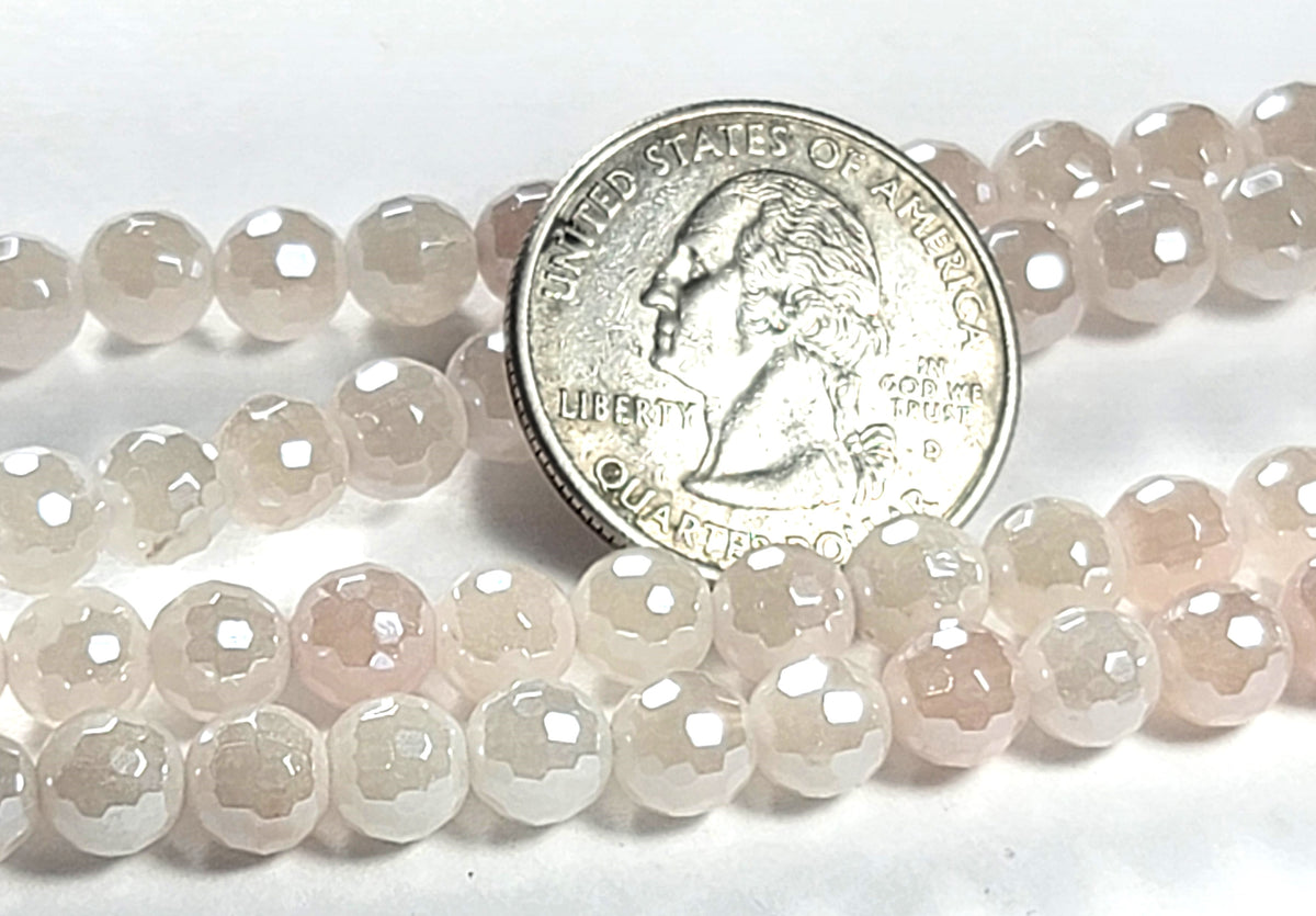 6mm Mystic Rose Quartz Faceted Round Gemstone Beads 8-Inch Strand
