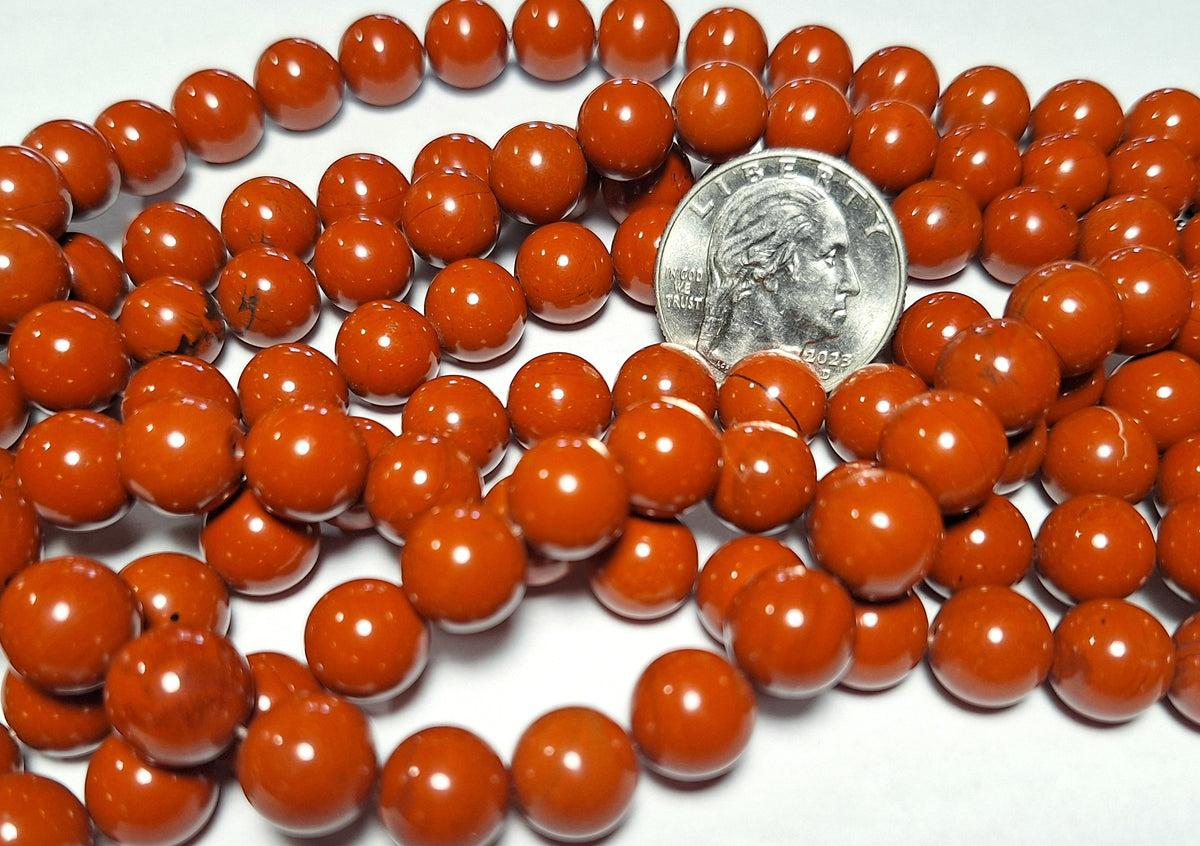10mm Red Jasper AA Round Gemstone Beads 16-Inch Strand