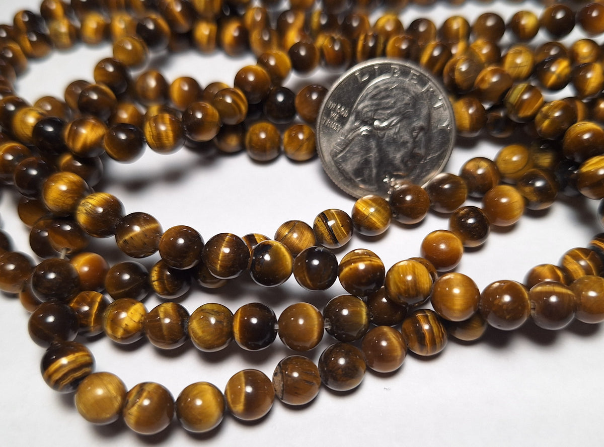 6mm Tiger's Eye Round Gemstone Beads 16-Inch Strand