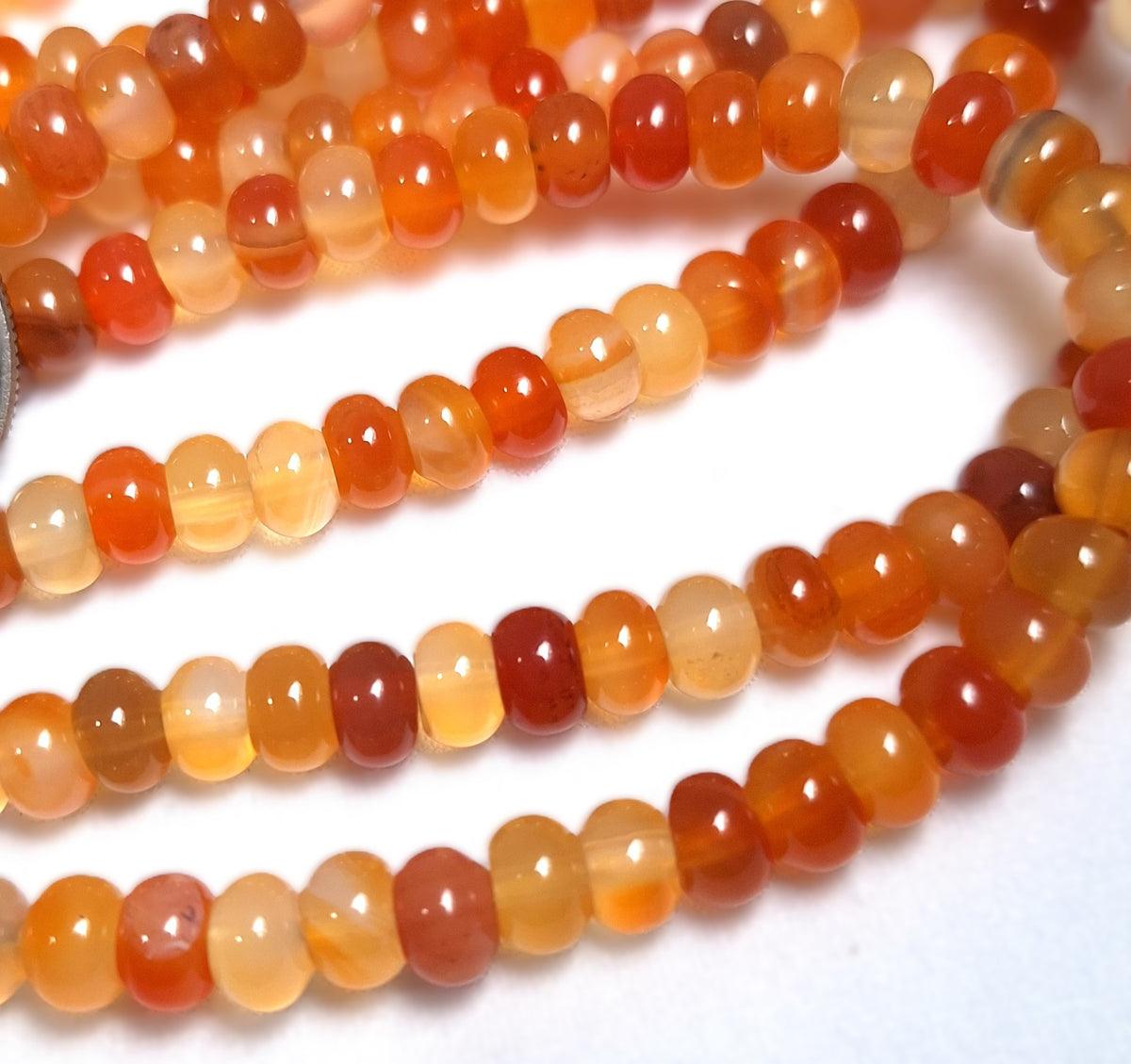 6x4mm Carnelian Smooth Rondelle Gemstone Beads 16-Inch Strand