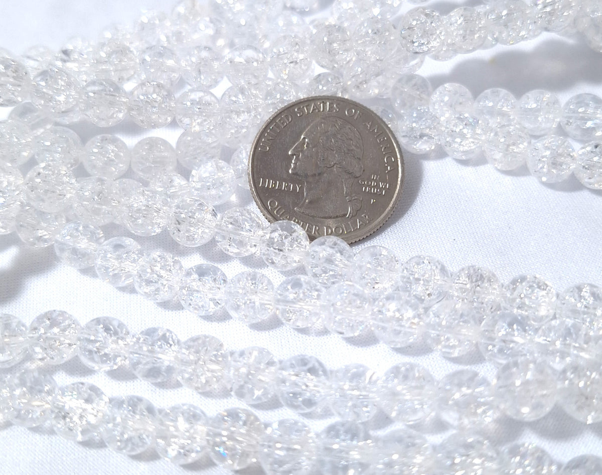 7mm Ice Flake Quartz Round Gemstone Beads 16-Inch Strand