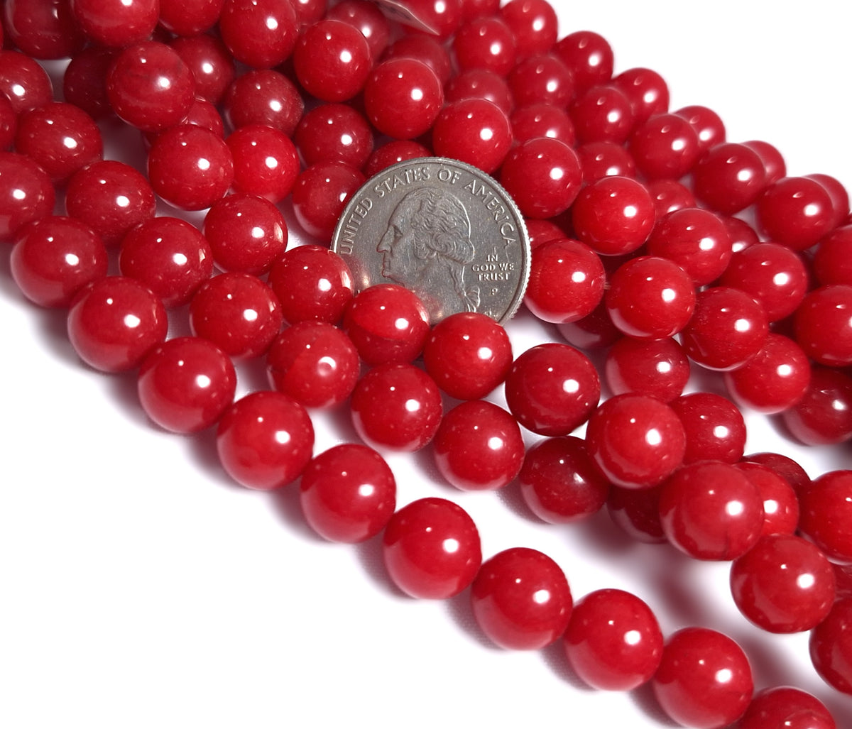 10mm Red Jade Dyed Round Gemstone Beads 16-Inch Strand