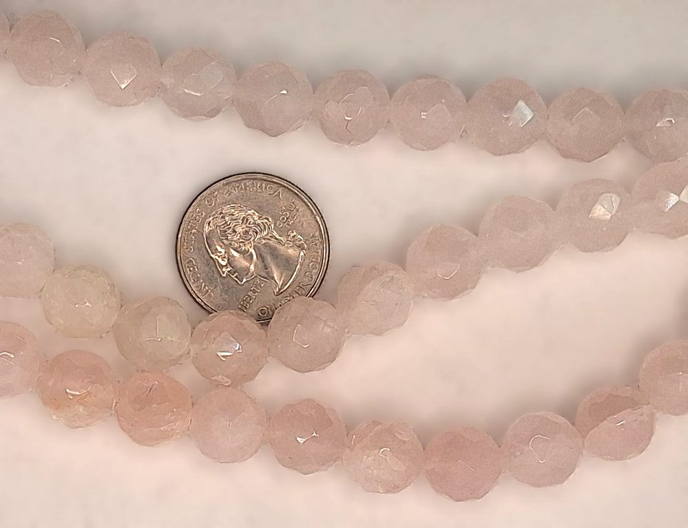 12mm Rose Quartz Faceted Round Gemstone Beads 8-inch Strand