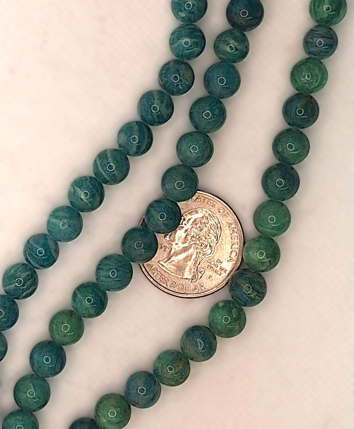 7mm Russian Amazonite Round Gemstone Beads 8-inch Strand