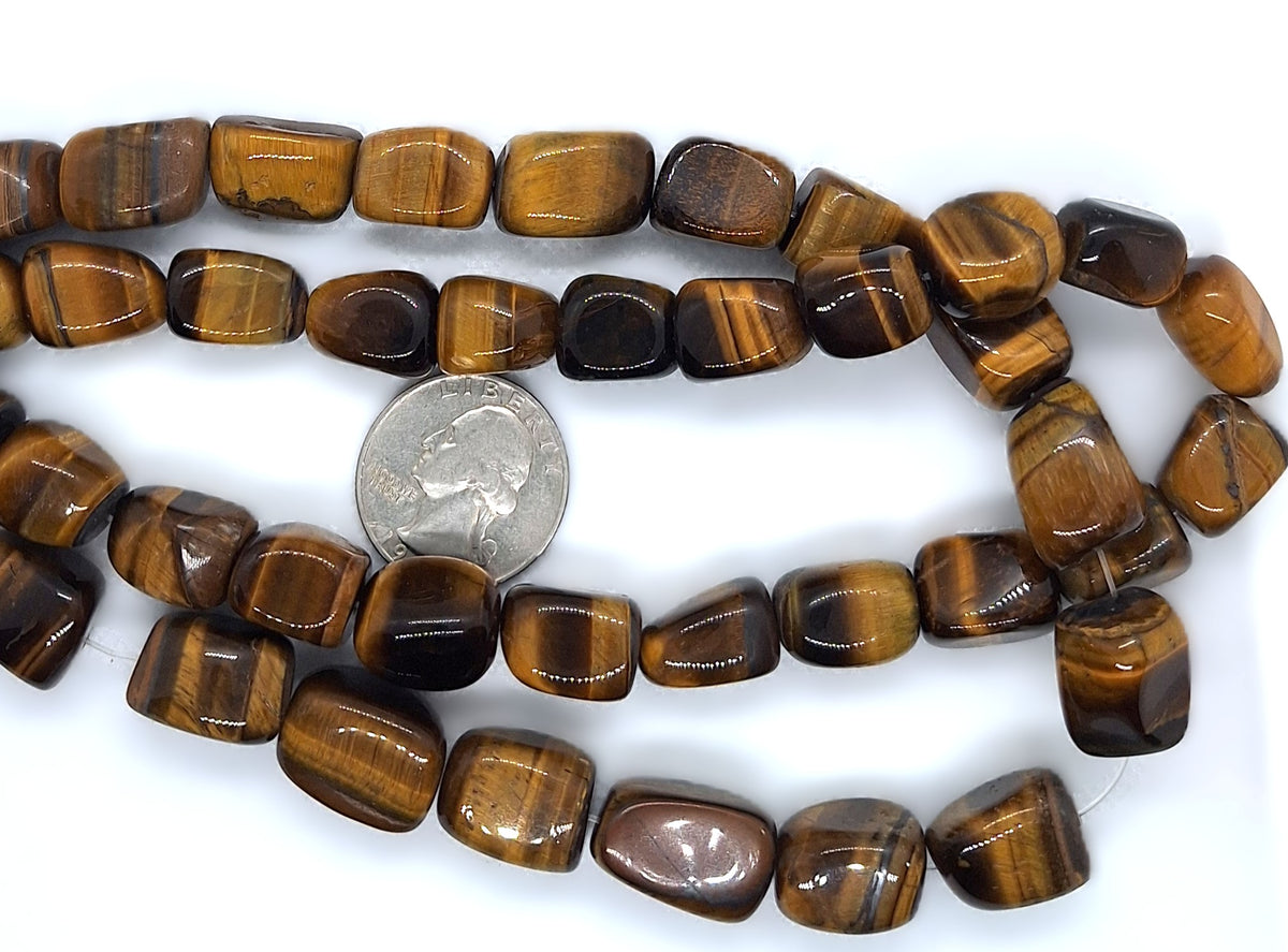11x15mm Tiger's Eye Nugget Gemstone Beads 16-Inch Strand