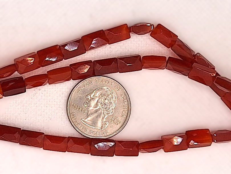 10x6mm Carnelian Faceted Rectangle Gemstone Beads 8-inch Strand