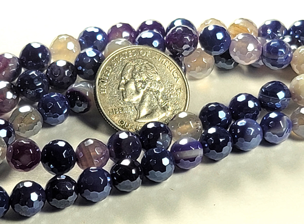 8mm Mystic Purple Agate Faceted Round Gemstone Beads 8-Inch Strand