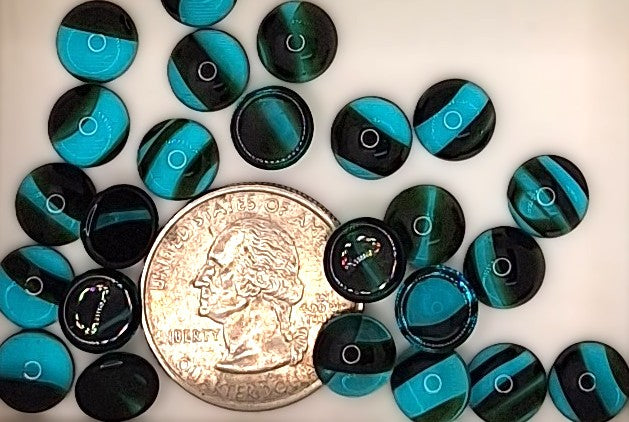 9mm Blue Tortoise Shell Transparent Round Glass Cabochons 24ct