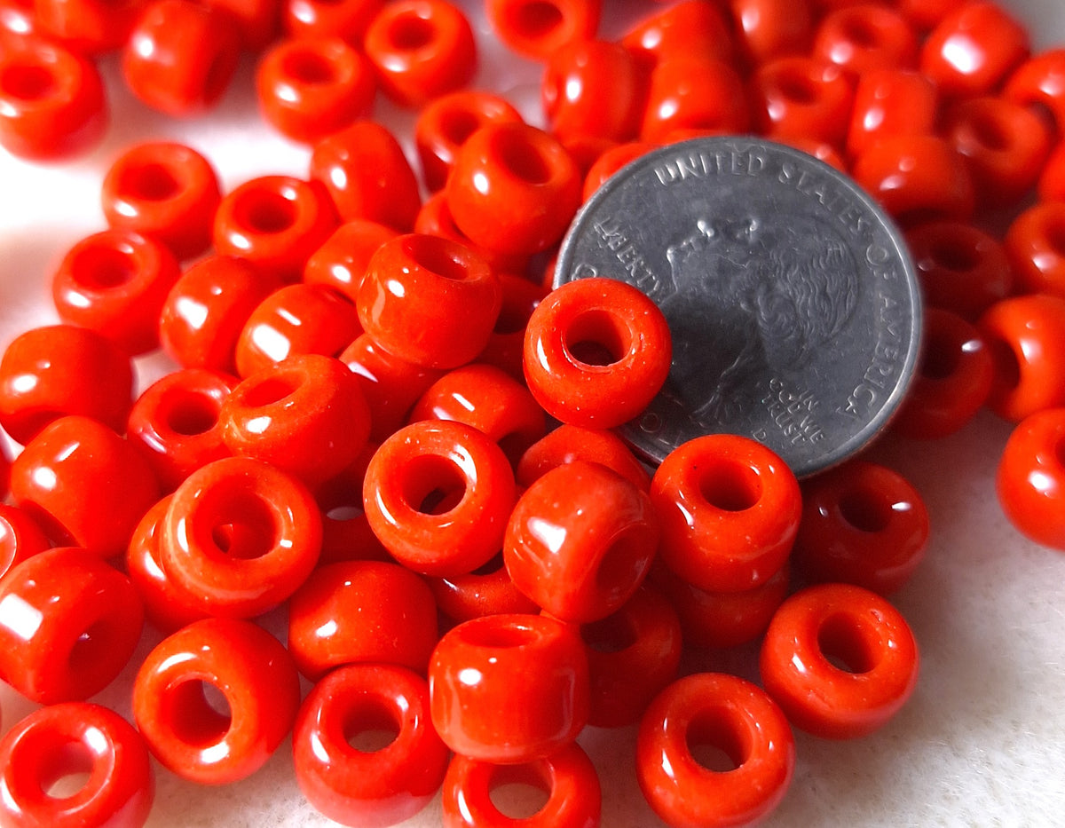 9mm Orange Opaque Crow Roller Beads 120ct