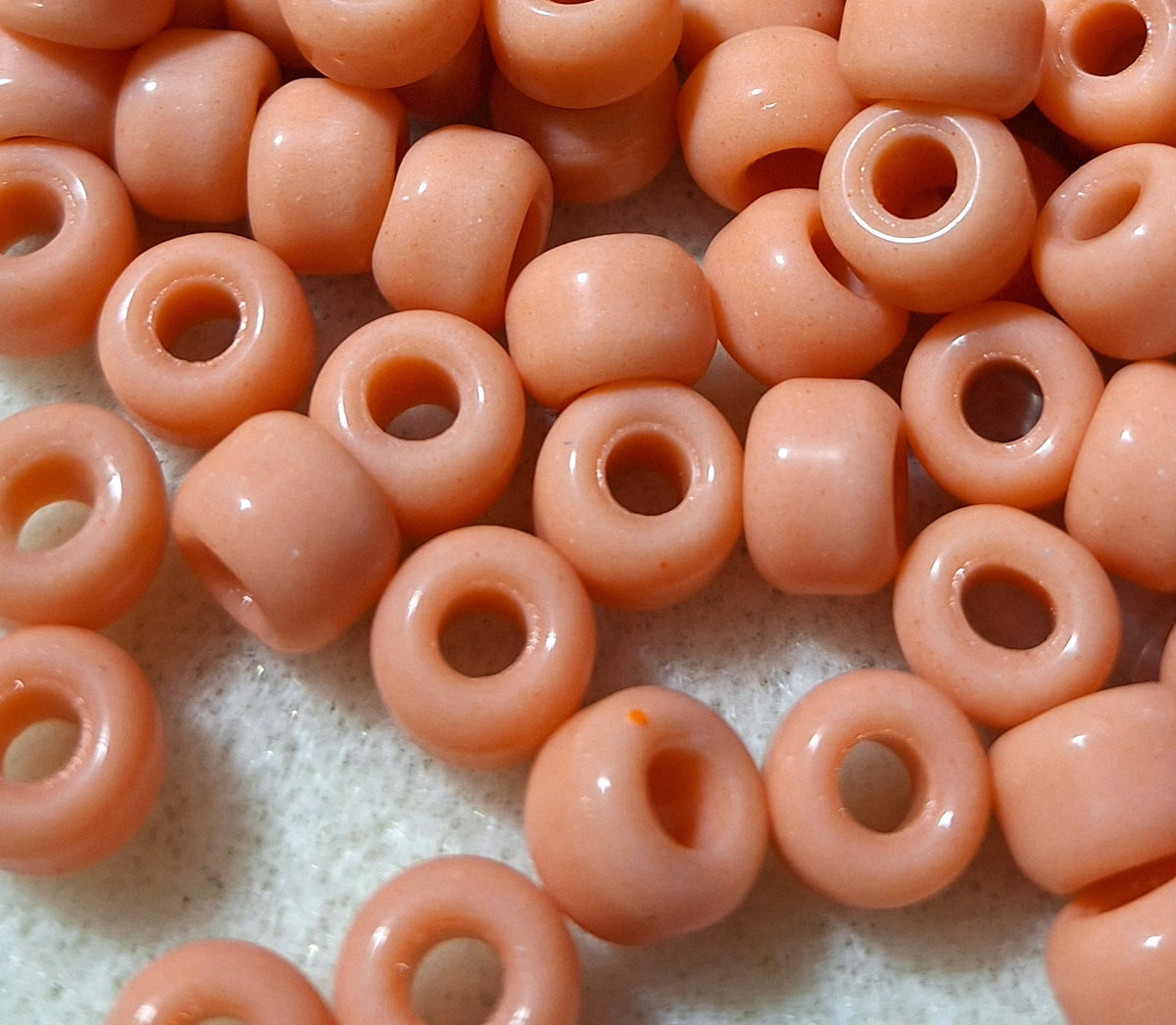 9mm Peach Opaque Crow Roller Beads 120ct