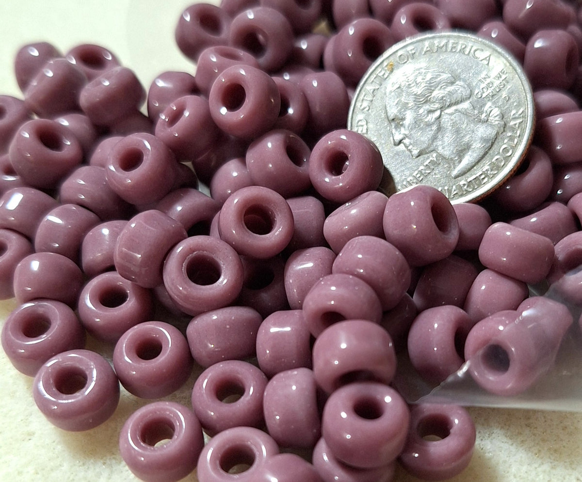9mm Purple Opaque Crow Roller Beads 120ct