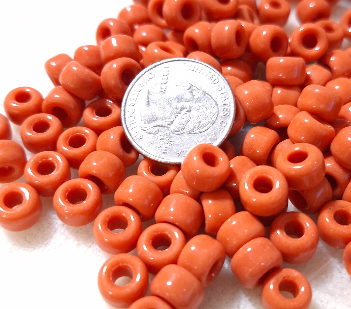 9mm Rust Opaque Crow Roller Beads 120ct