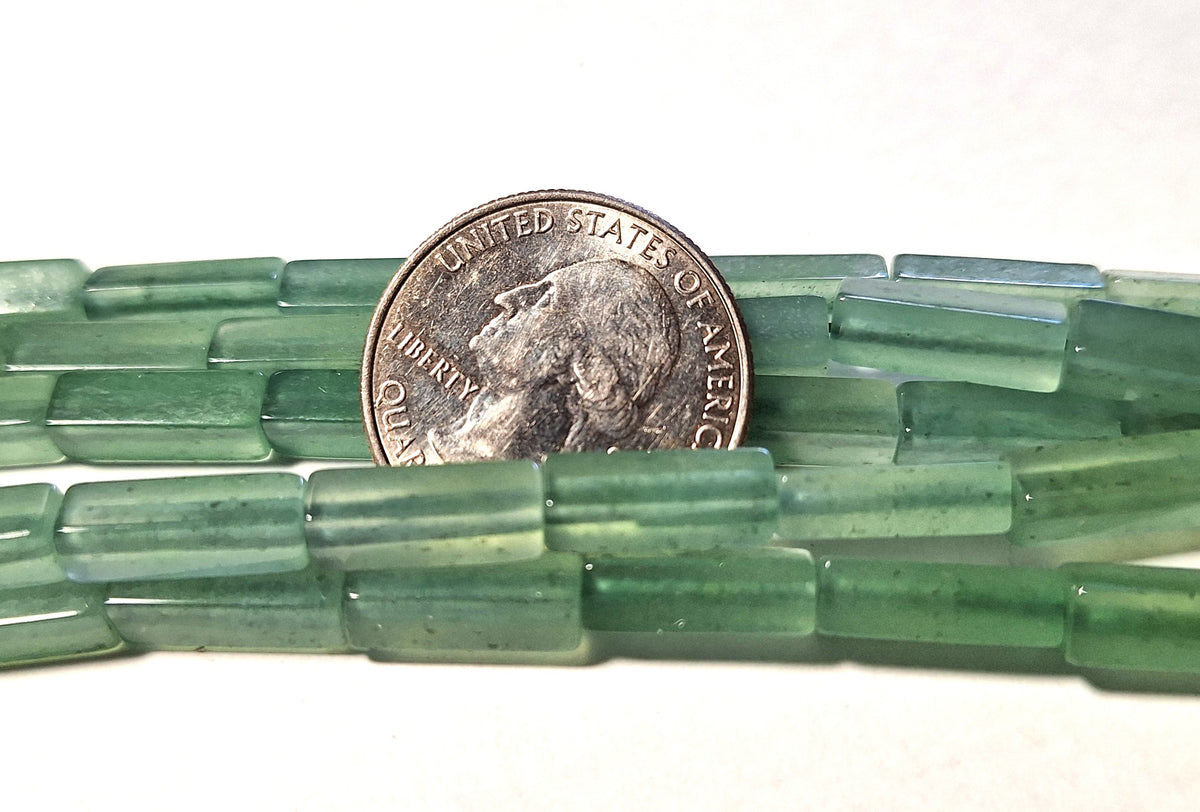 13x4mm Green Aventurine Square Cylinder Gemstone Beads 16-Inch Strand