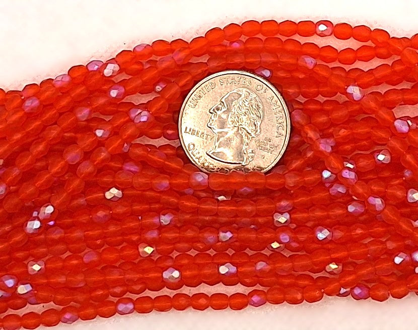 4mm Hyacinth Matte AB Transparent Faceted Fire-Polished Round Beads 50ct