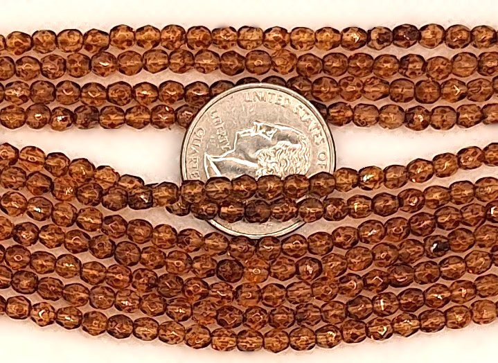 4mm Crystal Picasso Transparent Faceted Fire-Polished Round Beads 50ct