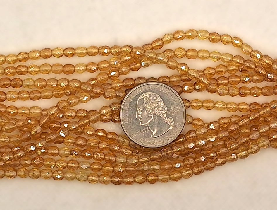4mm Topaz Luster Transparent Faceted Fire-Polished Round Beads 50ct
