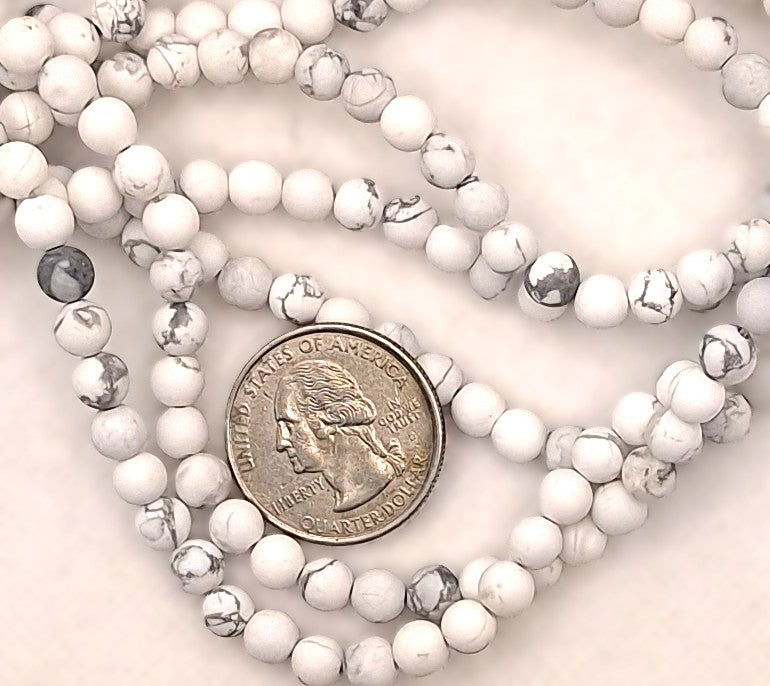 6mm White Howlite Matte Frosted Round Gemstone Beads 8-inch Strand
