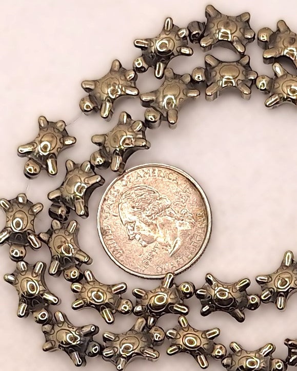 14x9mm Turtle Electroplated Old Gold Hematite Gemstone Beads 8-inch Strand