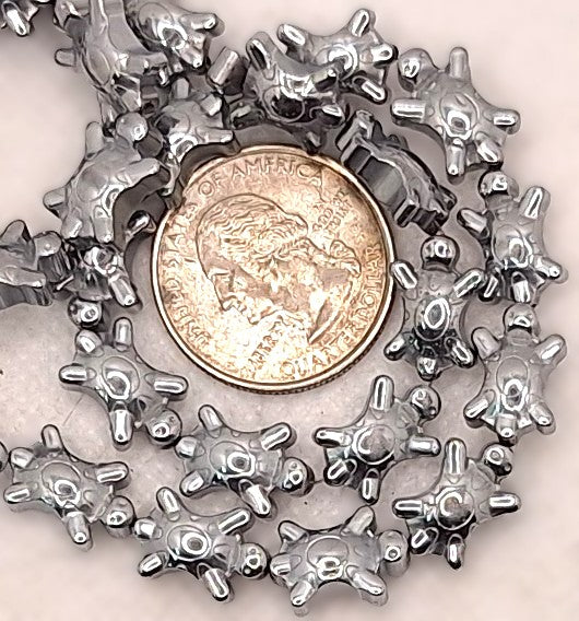 14x9mm Turtle Electroplated Silver Hematite Gemstone Beads 8-inch Strand