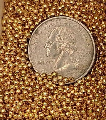 2mm Real 18k Gold Plated Brass Round Metal Beads 5g