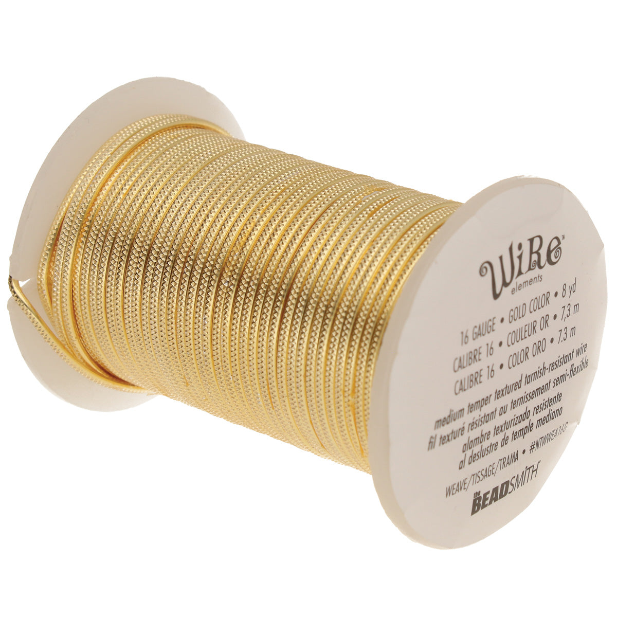 16 Gauge Textured Weave Gold Plated Copper Half-Round Wire 8yd