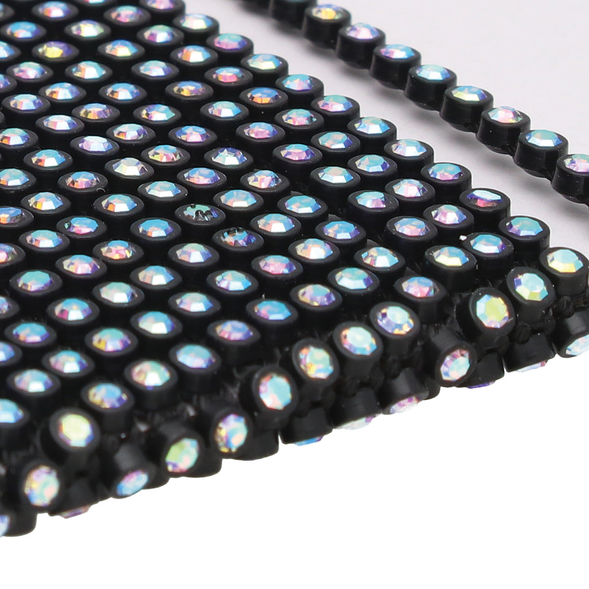 SS6 Crystal AB Black Plastic Rhinestone Banding 10 Yards