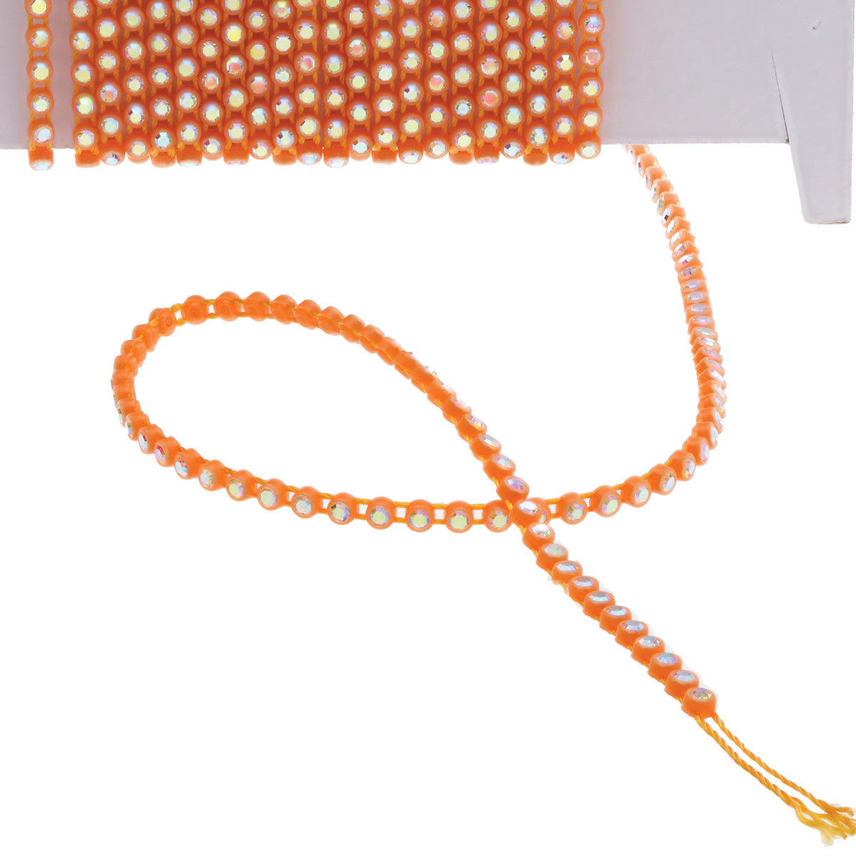 SS6 Crystal AB Orange Plastic Rhinestone Banding 10 Yards